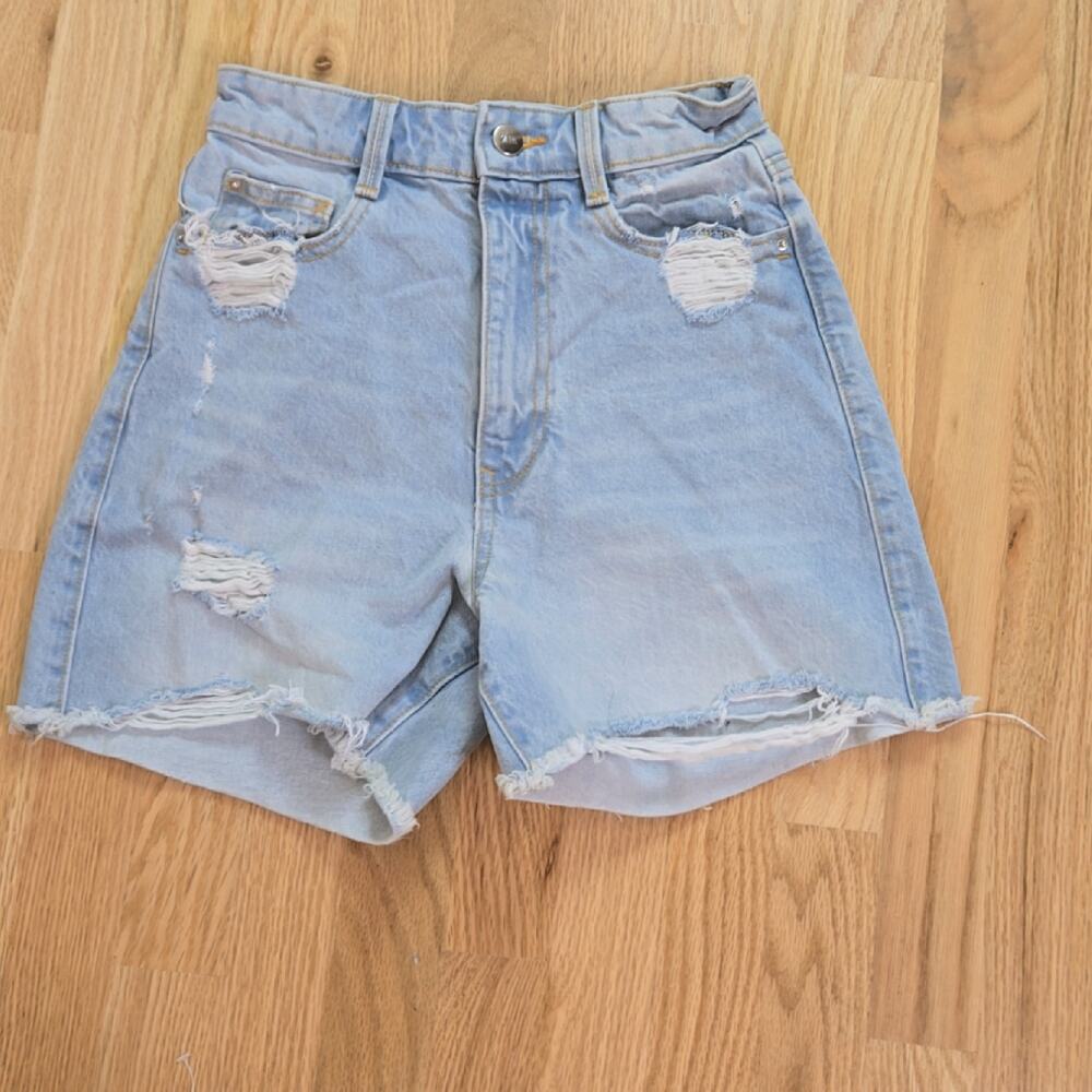 Zara women's High Rise Cut-off shorts raw hem Destressed sz 2